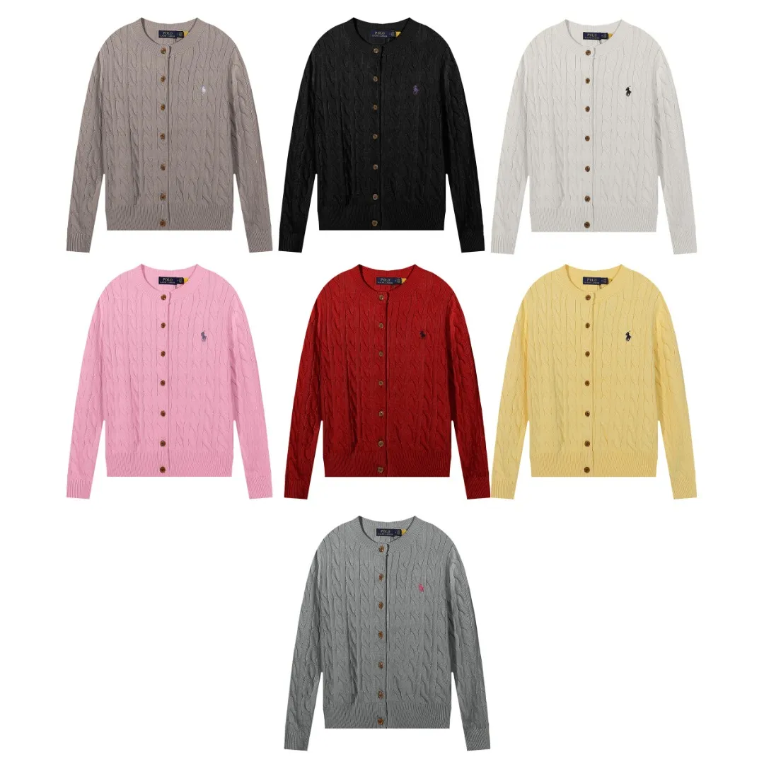 P230 The highest quality in the market, you can scan the code. Import and export version Lauren Ralph Lauren cardigan embroidered sweater. 100% pure cotton yarn wool. Shrunk. Guaranteed no pilling. No deformation. Size: XS S M L. Color: black, off-white, gray, khaki, pink, yellow, red.